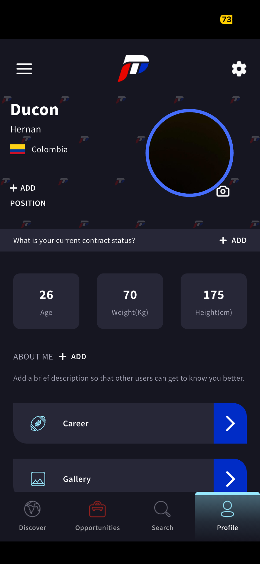 P2P Sport — Player profile