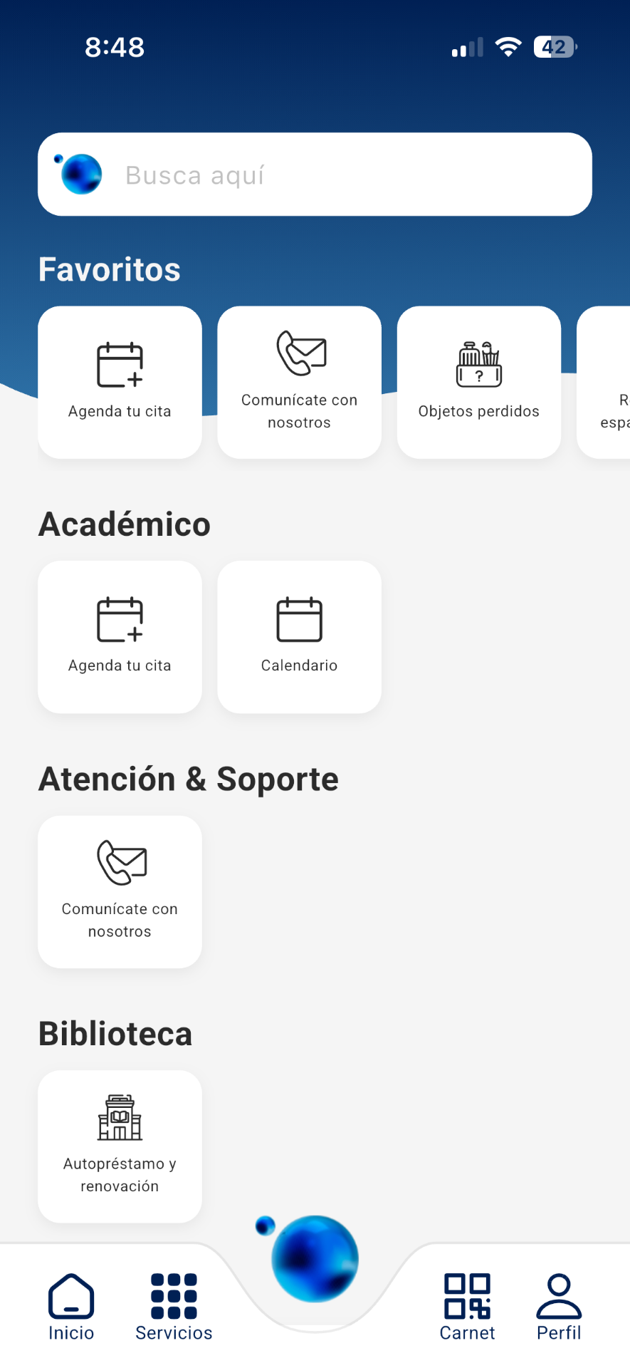 University App — services hub
