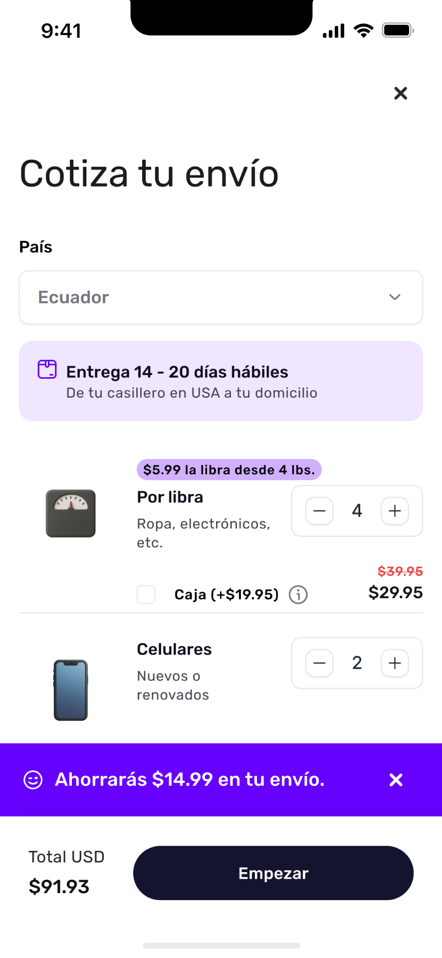 Shappi — Cotizador de envío
