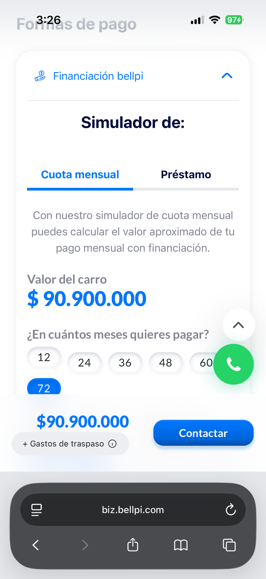 Bellpi financing simulator