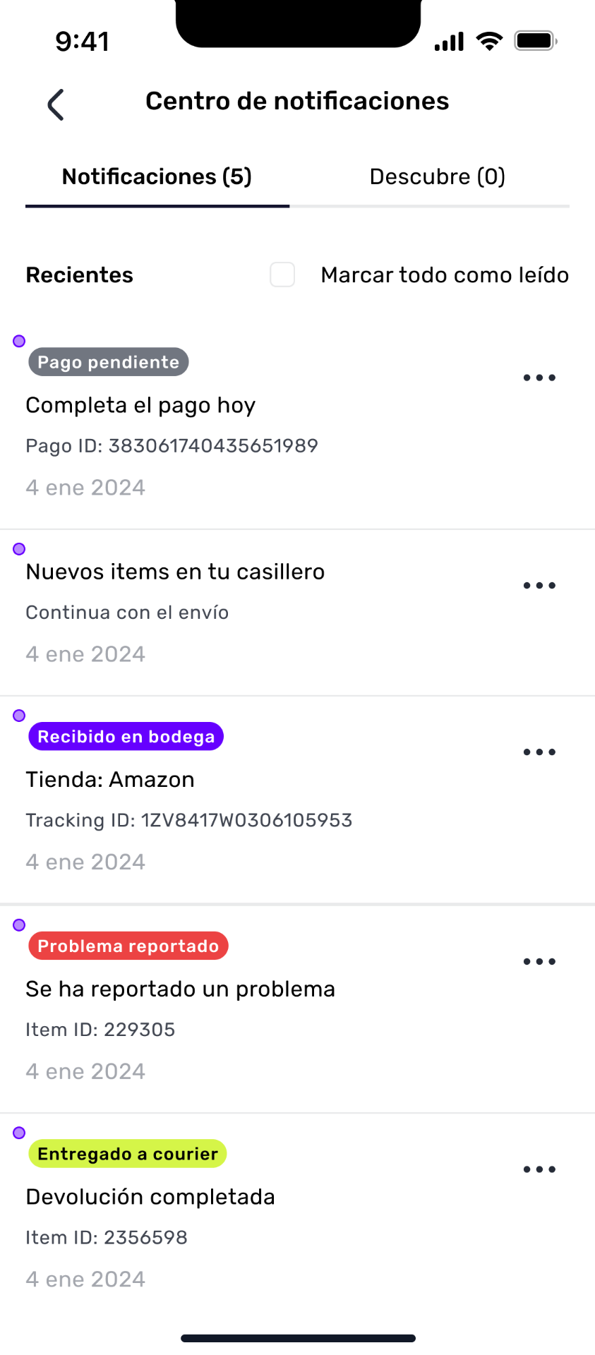 Shappi — Centro de notificaciones