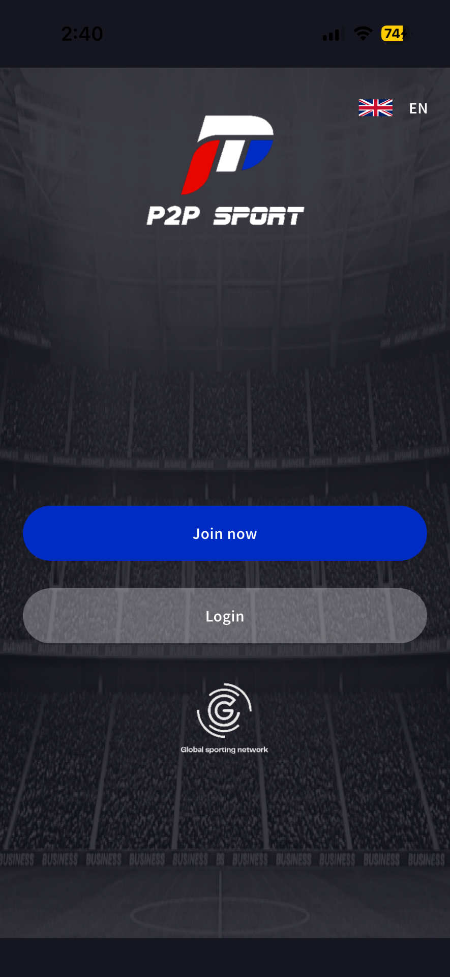 P2P Sport — Welcome / Join now