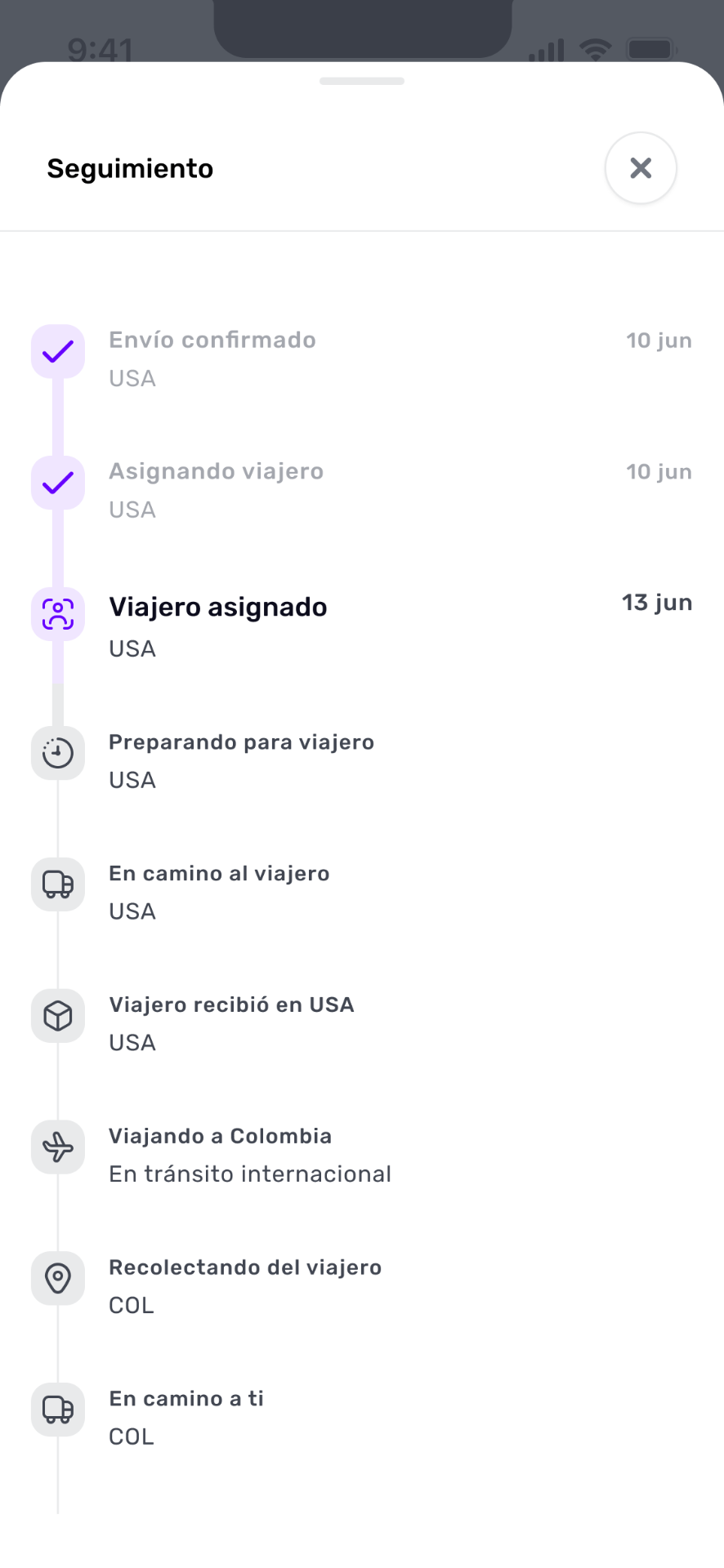 Shappi — Seguimiento histórico del envío
