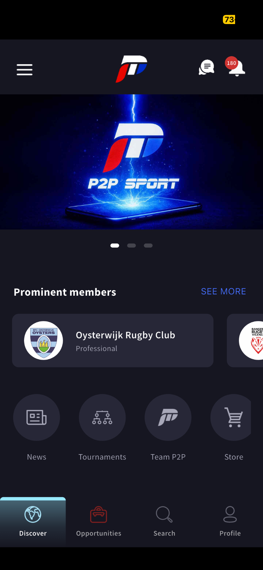 P2P Sport — Discover / Home